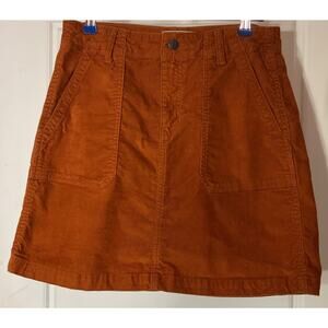 Old Navy Burnt Orange Corduroy High Rise 2 Front Slash Pockets Mini Skirt 6
